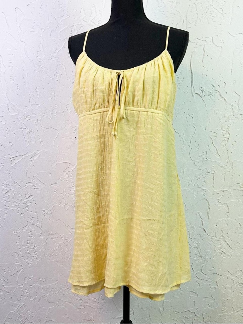 RSQ Yellow Keyhole Tie Front Babydoll Mini Dress Size XXL New with tags